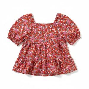 J.Crew CrewCuts Girls' tiered puff-sleeve top floral print 100% cotton